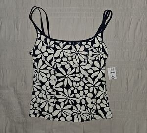 Floral Navy and Cream Women's Tankini Top